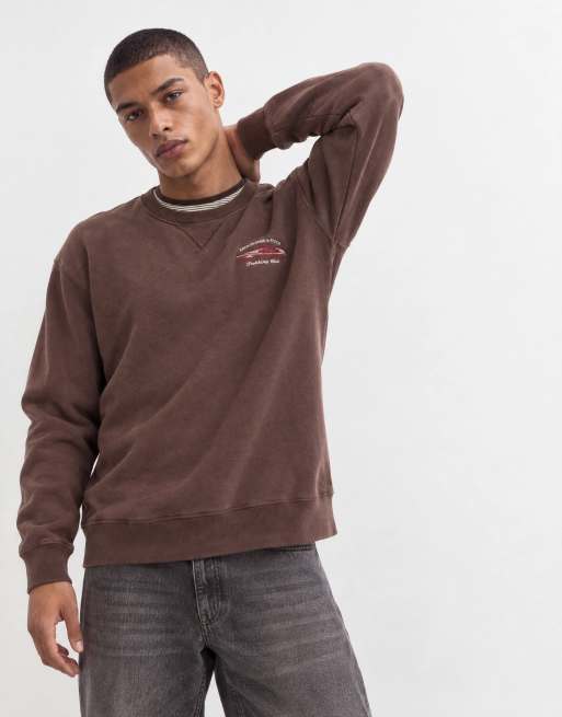 Abercrombie & Fitch zware sweatshirt met print in bruin, 8 van 10