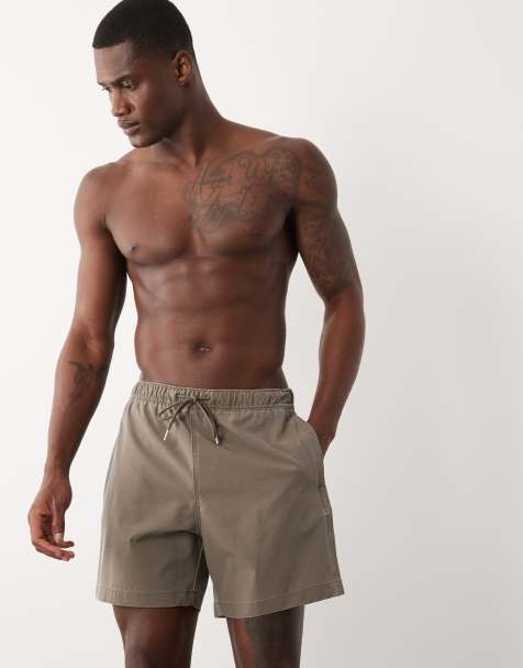 Abercrombie & Fitch - Zwemshort van 6 inch in bruin met wassing - view 1