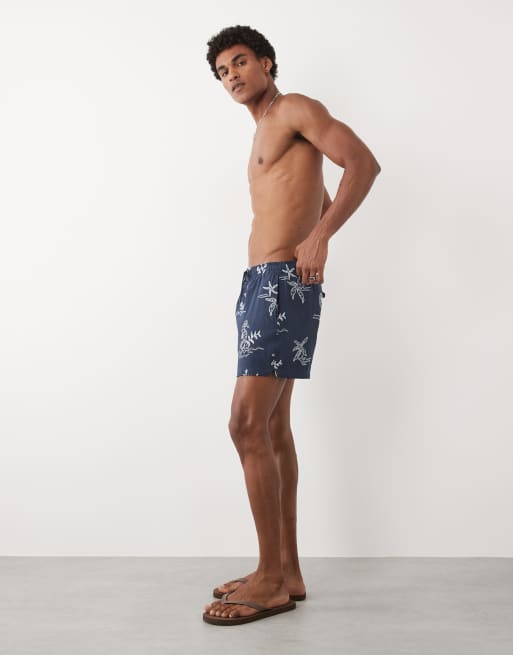 Abercrombie - Pantaloncini da bagno blu navy con stampa nautica, 3 di 5