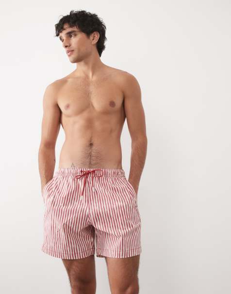 Abercrombie pull on swimshort in red stripe  - view 1