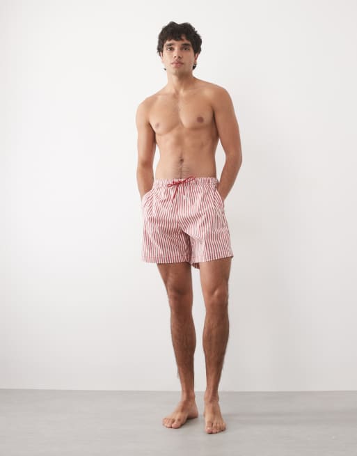 Abercrombie - Short de bain rayé à enfiler - Rouge , 2 de 5
