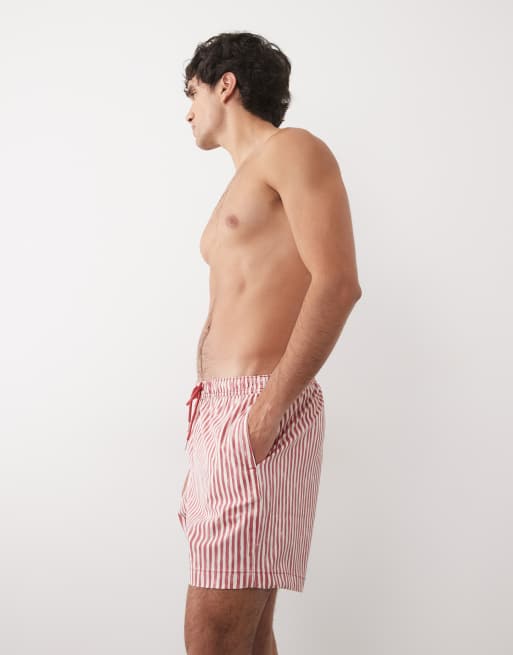 Abercrombie - Short de bain rayé à enfiler - Rouge , 4 de 5