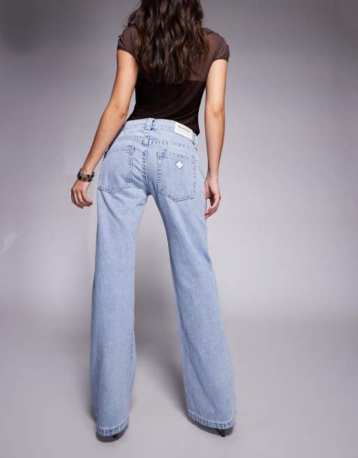 Abrand - 00 - Jean évasé à taille ultra basse - Bleu clair délavé, 3 de 5