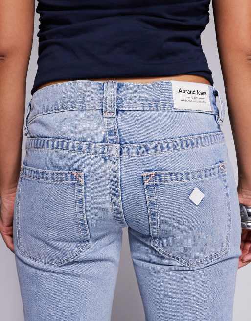 Abrand 00 low rise flared jeans in light wash blue, 5 of 5