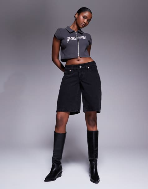 Abrand 00 mid rise jort in black - view 1