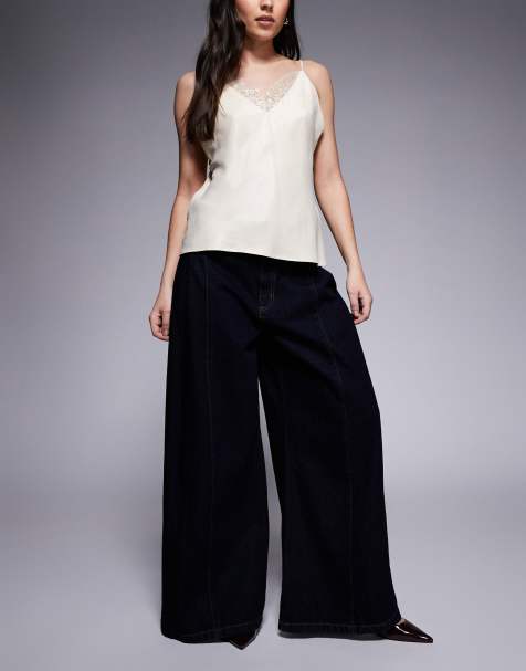 Abrand - 94 - Baggy jeans met wijde pijpen in mid-wash blauw - view 1