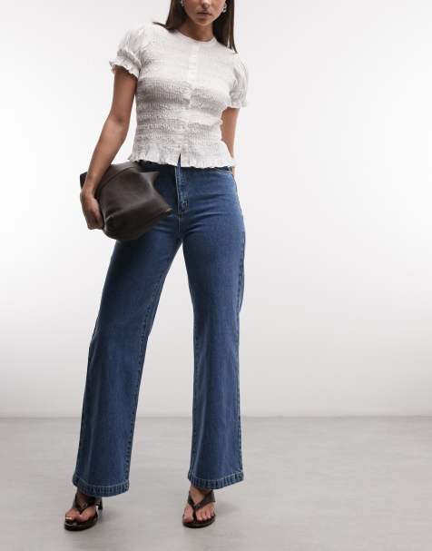 Abrand 94 high waisted straight leg jeans in mid wash blue - view 1