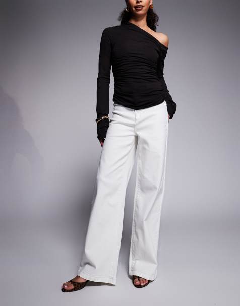 Abrand - 94 - Jeans met rechte pijpen en hoge taille in wit - view 1