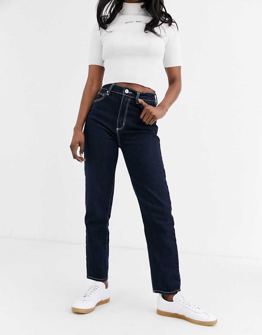 Abrand – '94 – Slim jeans med hög midja och kontrastsöm-Blå