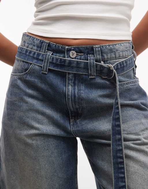 Abrand - 95 - Bermuda ultra baggy avec ceinture - Bleu moyen délavé, 3 de 5