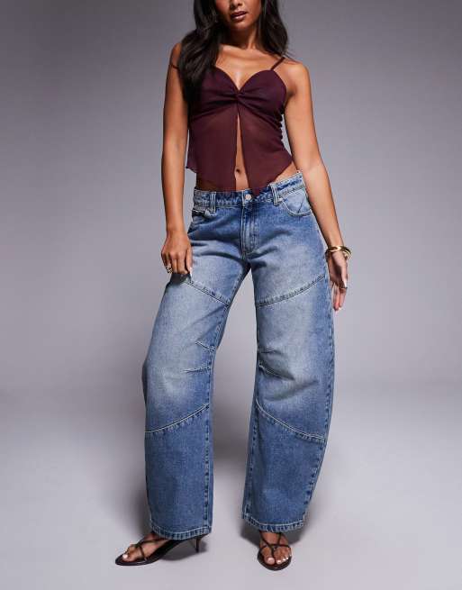 Abrand – 99 – Barrel Leg Jeans in mittlerer Vintage-Waschung mit niedrigem Bund
