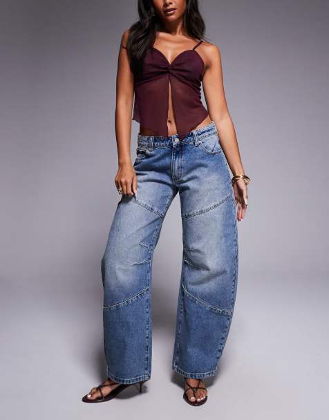 Abrand - 99 - Jeans met lage taille en wijde ronde pijpen in vintage wassing - view 1
