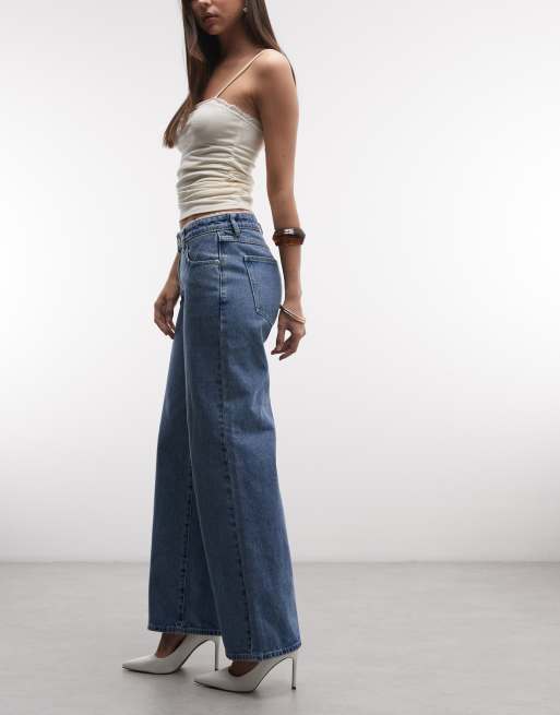 Abrand 99 low baggy selena jeans with lace detailing in dark wash, 2 of 5