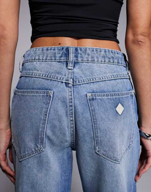 Abrand – 99 – Mellanblå, tvättade, baggy jeans med revor, 5 av 5