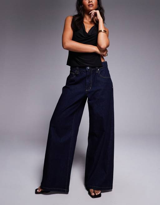 Abrand – 99 – Niedrig geschnittene Jeans mit extraweitem Schnitt in Schwarz