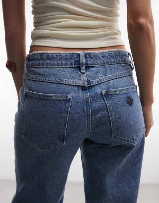 Abrand - 99 - Selena - Lavtaljede posede jeans med blondedetaljer i mørkeblå vask, 5 af 5