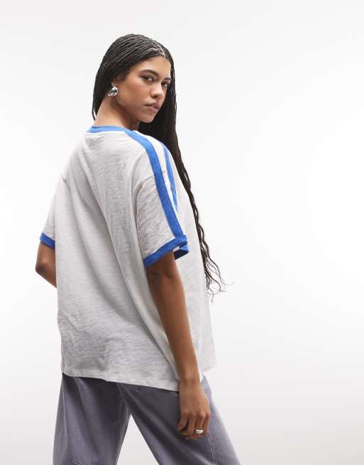 Abrand – Biały T-shirt oversize z napisem „Game Day”, 3 z 4