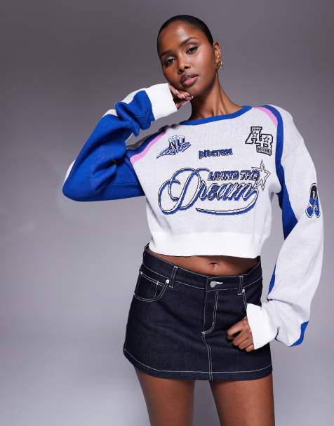 Abrand 'games day' cropped sweatshirt in white