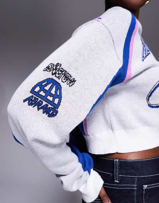 Abrand 'games day' cropped sweatshirt in white, 3 of 4
