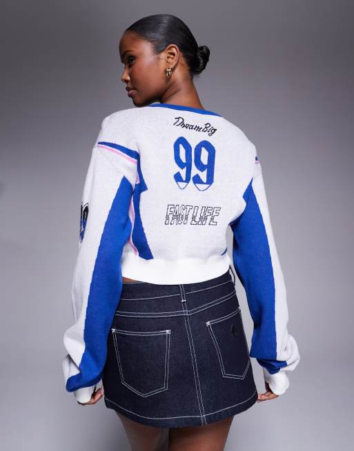 Abrand 'games day' cropped sweatshirt in white, 4 of 4