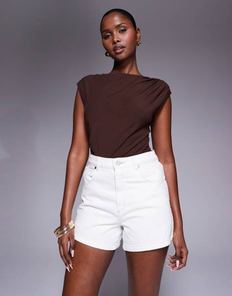 Abrand high rise denim shorts in white