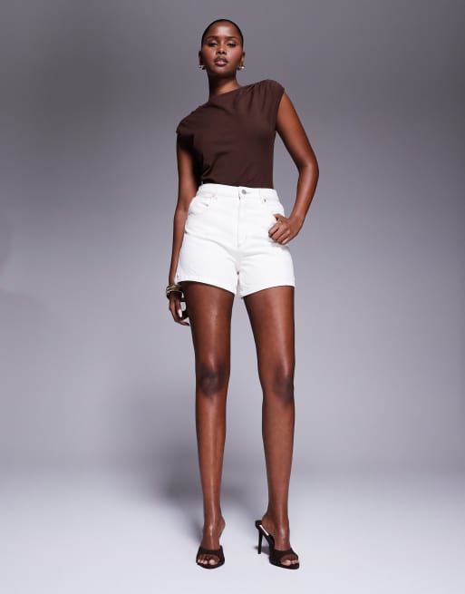 Abrand high rise denim shorts in white, 2 of 5