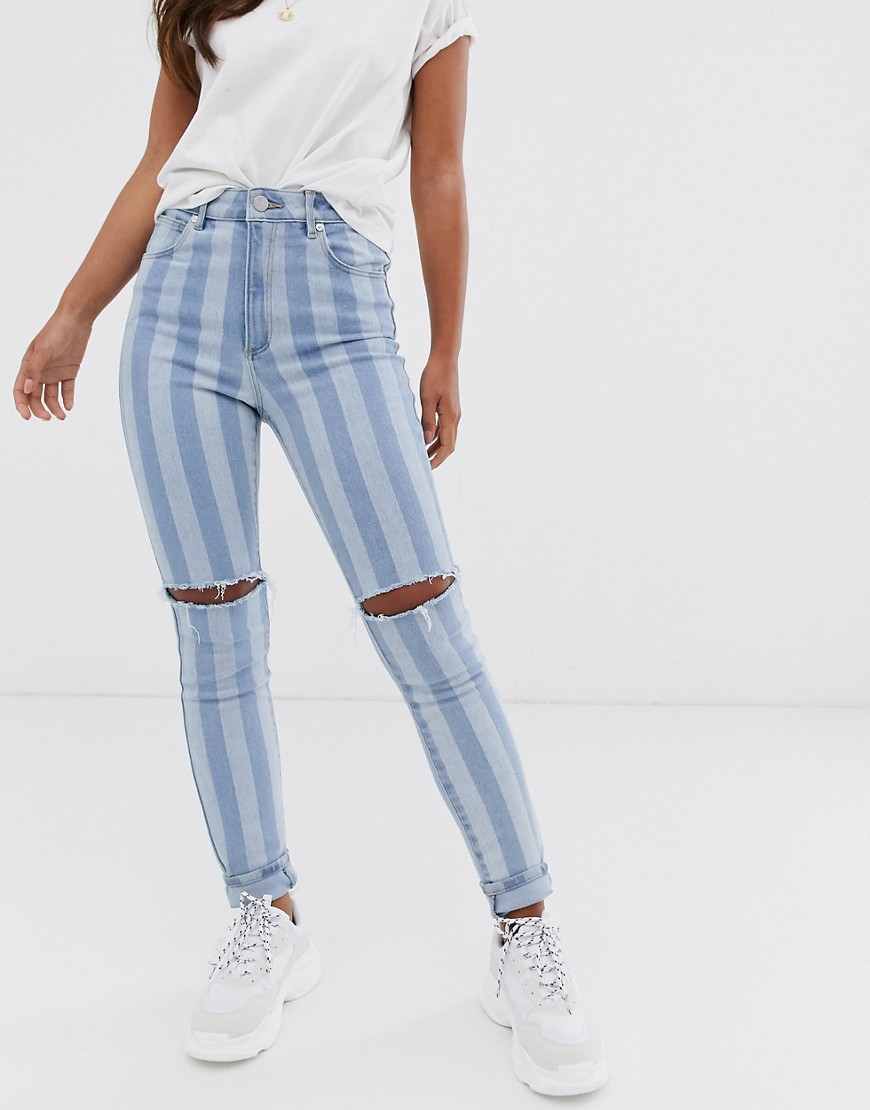 Abrand - Hoge enkellange skinny jeans-Blauw