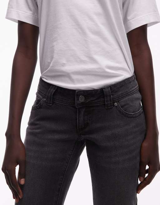 Abrand Jeans – 00 – Czarne jeansy z bardzo niskim stanem i rozszerzanymi nogawkami, 4 z 5