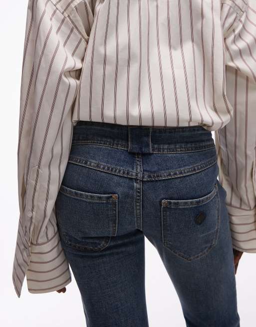 Abrand Jeans - 00 - Indigoblå forvaskede jeans med super lav talje og svaj, 4 af 5