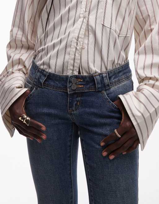 Abrand Jeans - 00 - Indigoblå forvaskede jeans med super lav talje og svaj, 5 af 5