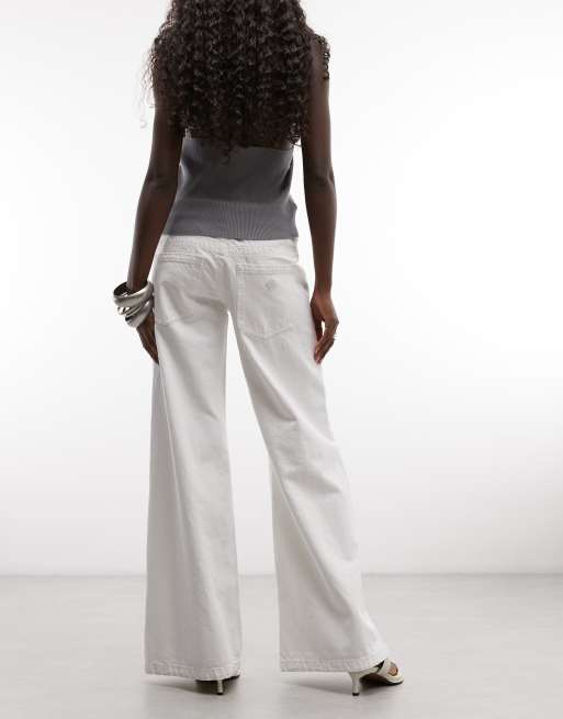 Abrand Jeans 00 jeans met lage taille en wijde pijpen in wit, 3 van 5