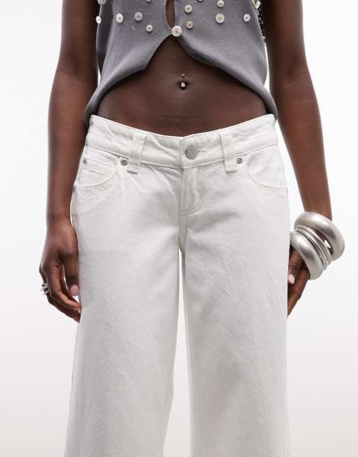 Abrand Jeans 00 jeans met lage taille en wijde pijpen in wit, 4 van 5