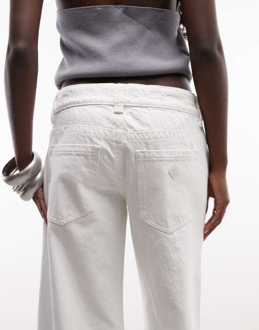 Abrand Jeans 00 jeans met lage taille en wijde pijpen in wit, 5 van 5