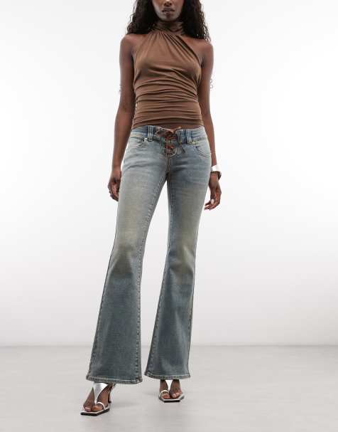 Abrand Jeans 00 kick tie waist flares jeans i ljusblå tvätt - view 1