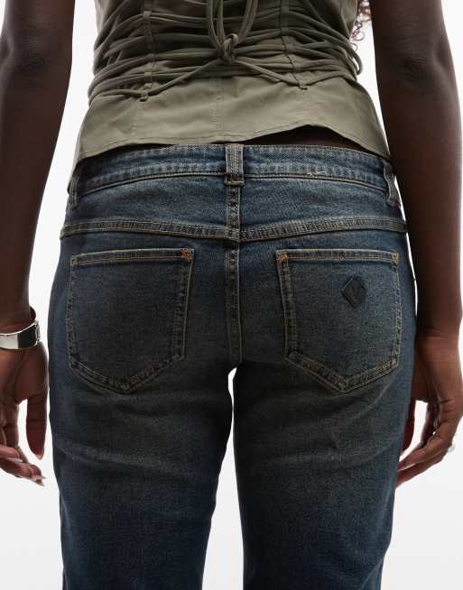 Abrand Jeans 00 lavtaljede kick flare-jeans med sidespænde i vasket blå, 4 af 5