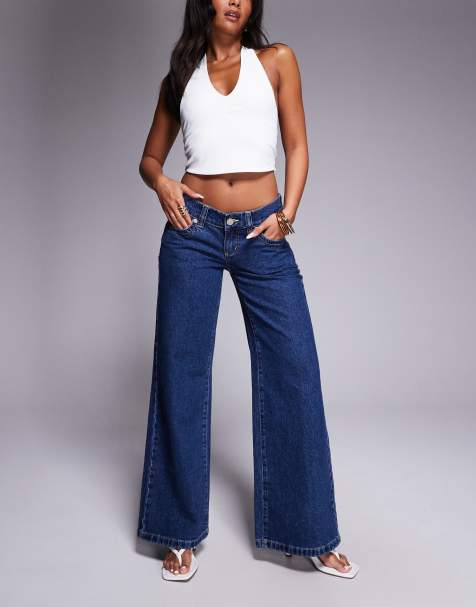 Abrand Jeans 00 super low wide jeans in dark wash - view 1