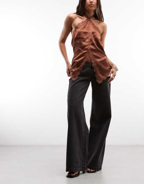 Abrand Jeans 00 super low wide leg jeans in gewassen zwart - view 1