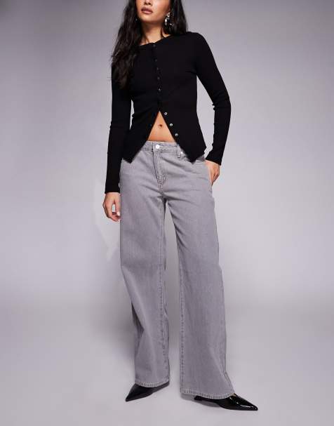 Abrand Jeans – 94 – Bequeme Jeans in Grau mit hohem Bund und weitem Bein - view 1