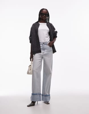 Abrand Jeans - 94 - Gerade geschnittene Jeans in Hellblau mit hohem Bund und Umschlag