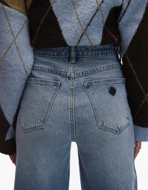 Abrand Jeans 94 high rise wide leg paloma jeans in mid blue, 4 of 5