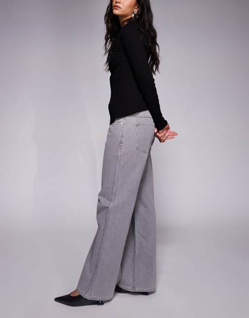 Abrand Jeans - 94 - Jeans comodi a vita alta con fondo ampio grigi, 3 di 5