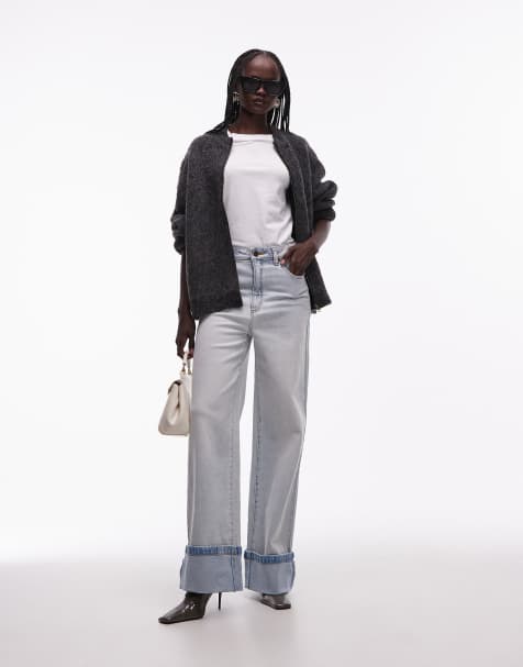 Abrand Jeans - 94 - Jeans met hoge taille en rechte pijpen met omslag in lichtblauw - view 1