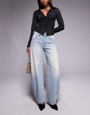 Abrand Jeans - 95 - Barrel-Jeans in heller Vintage-Waschung mit mittlerem Bund-Blau