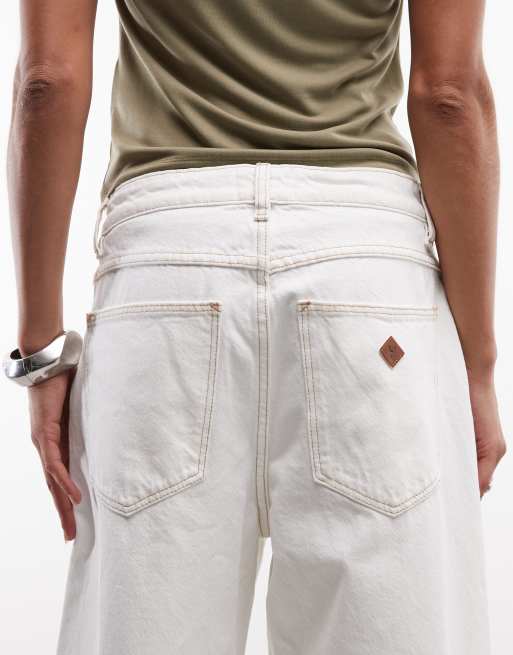 Abrand Jeans 95 barrel-jeans med kontrastsyning i porcelain, 4 af 5