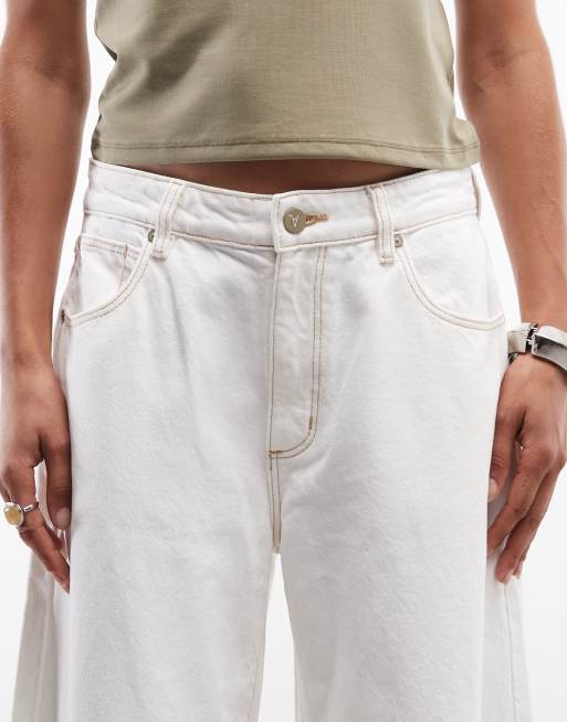 Abrand Jeans 95 barrel-jeans med kontrastsyning i porcelain, 5 af 5