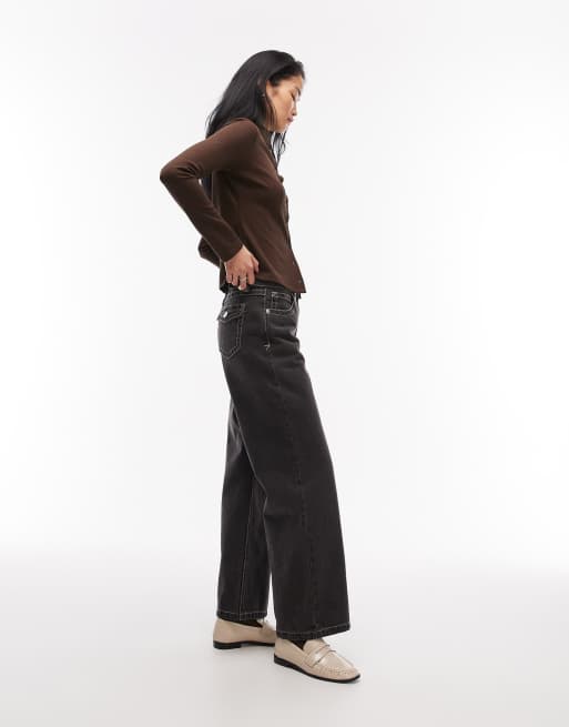 Abrand Jeans - 95 - Jean baggy à surpiqûres contrastantes - Noir, 2 de 5