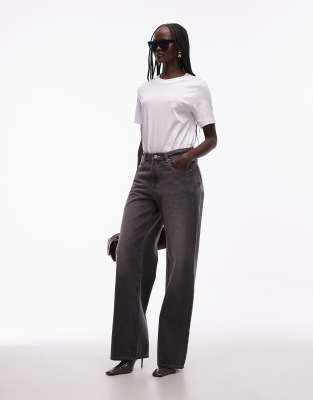 Jean baggy à taille mi-haute - Gris délavé W32