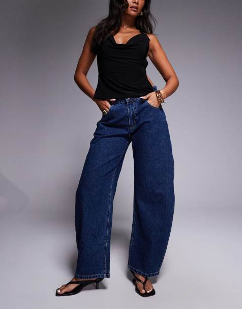 Abrand Jeans - 95 - Jean barrel à taille mi-haute - Délavage foncé - view 1