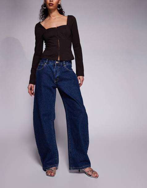 Abrand Jeans 95 mid rise barrel jean in mid blue