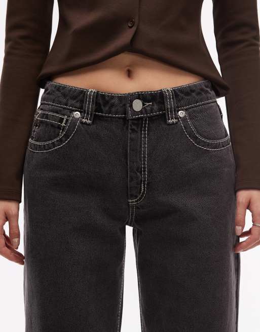 Abrand Jeans – 95 – Svarta, baggy jeans med kontrastfärgade sömmar, 4 av 5